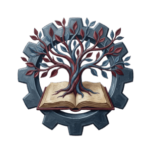 Artigos Ícone transparente expressionista em óleo sobre tela, representando a fusão entre a psique humana e a estrutura do trabalho, usado como bullet na lista de artigos de psicanálise do trabalho.