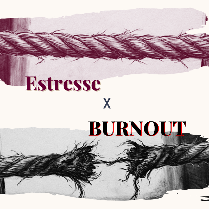 Ilustração de uma corda se rompendo, representando o esgotamento no burnout e a diferença para o estresse.